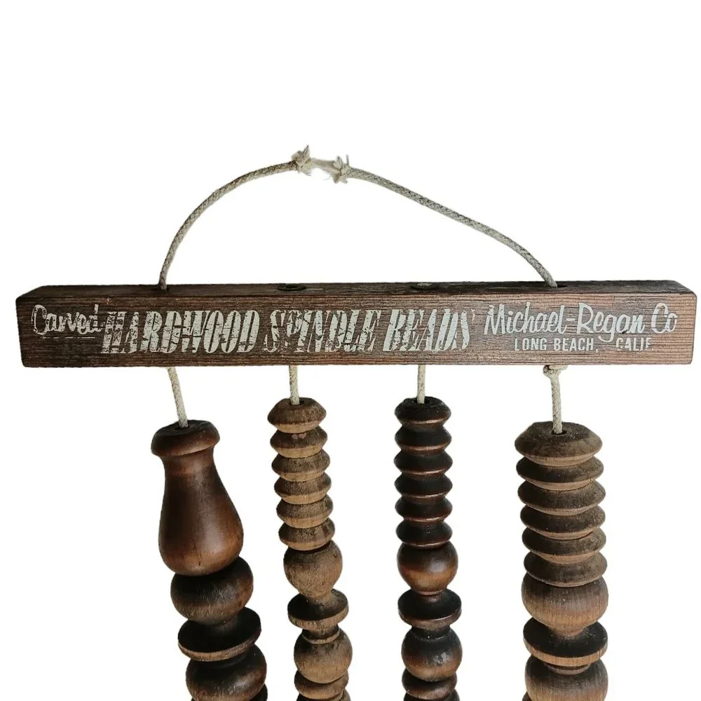 Carved Hardwood Spindle Beads Wall Decor Outdoor Yard Art